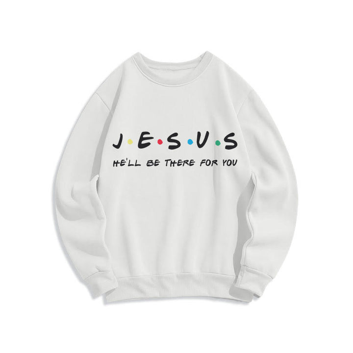 Christianartworkshop Moderner Stil Jesus He'll Be There For You Polyester-Sweatshirt mit Fleecefutter - Weiß - 2XL - image 0