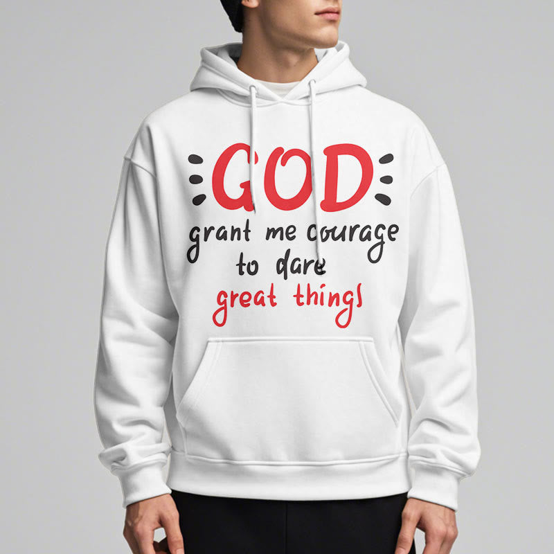 Christianartworkshop Moderner Stil „Gott gib mir Mut“ Polyester-Kapuzenpullover mit Fleecefutter
