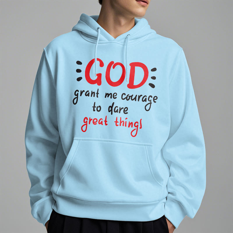 Christianartworkshop Moderner Stil „Gott gib mir Mut“ Polyester-Kapuzenpullover mit Fleecefutter