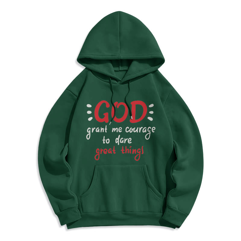 Christianartworkshop Moderner Stil „Gott gib mir Mut“ Polyester-Kapuzenpullover mit Fleecefutter