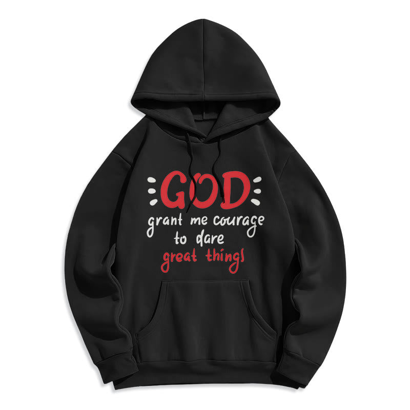 Christianartworkshop Moderner Stil „Gott gib mir Mut“ Polyester-Kapuzenpullover mit Fleecefutter