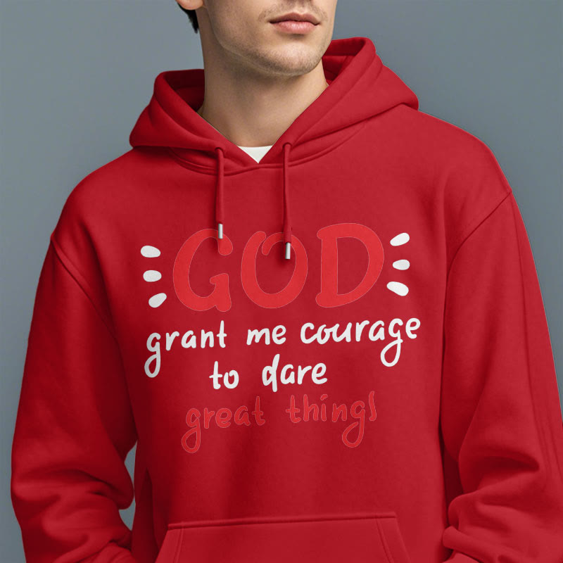 Christianartworkshop Moderner Stil „Gott gib mir Mut“ Polyester-Kapuzenpullover mit Fleecefutter