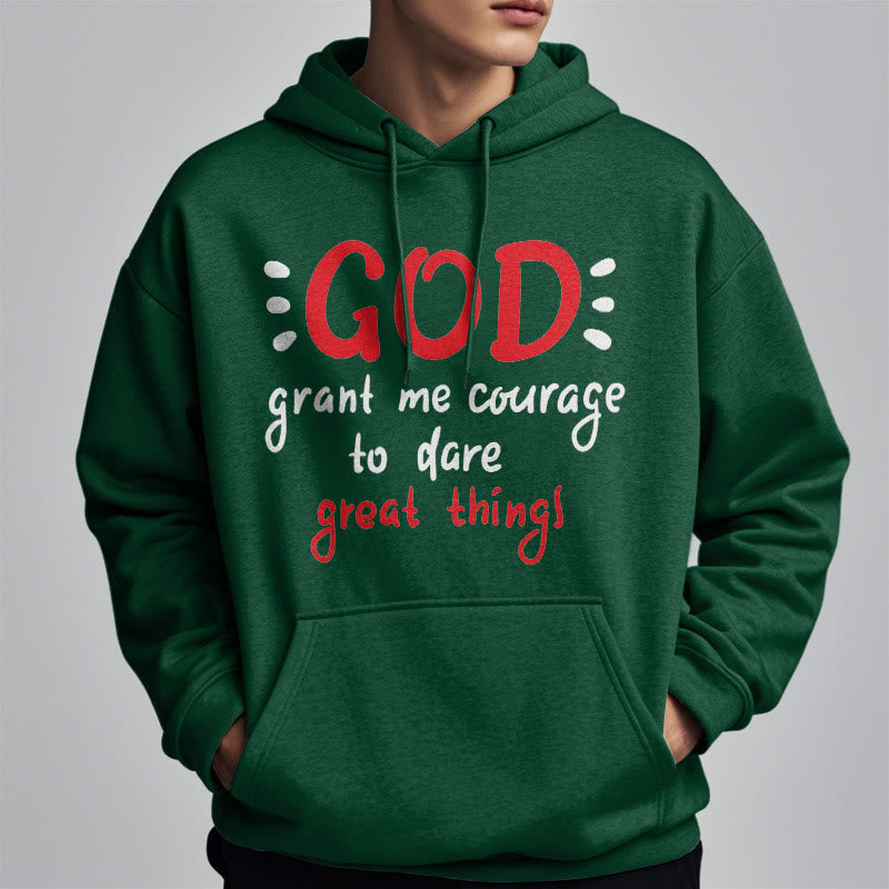 Christianartworkshop Moderner Stil „Gott gib mir Mut“ Polyester-Kapuzenpullover mit Fleecefutter