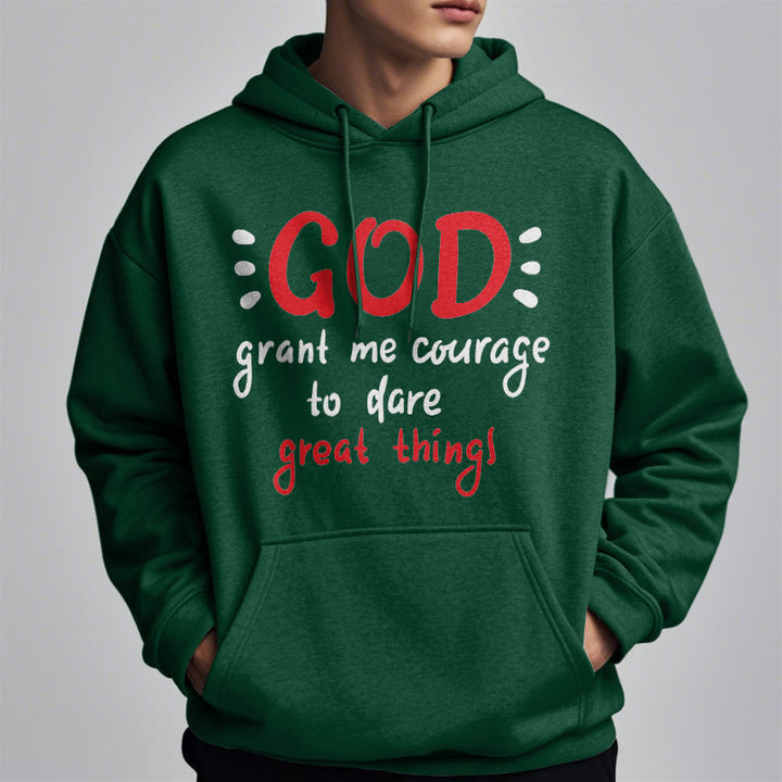 Christianartworkshop Moderner Stil „Gott gib mir Mut“ Polyester-Kapuzenpullover mit Fleecefutter