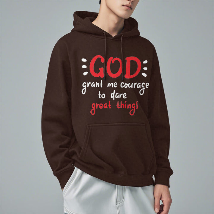 Christianartworkshop Moderner Stil „Gott gib mir Mut“ Polyester-Kapuzenpullover mit Fleecefutter