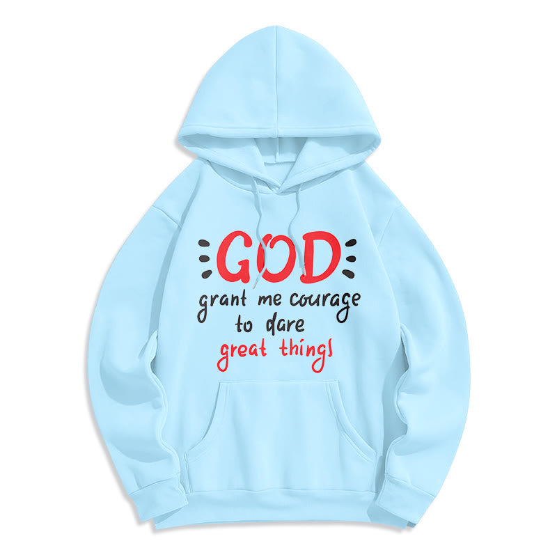 Christianartworkshop Moderner Stil „Gott gib mir Mut“ Polyester-Kapuzenpullover mit Fleecefutter