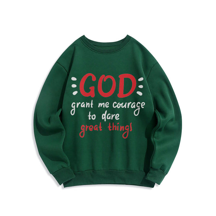 Christianartworkshop Moderner Stil „Gott gib mir Mut“ Polyester-Sweatshirt mit Fleecefutter