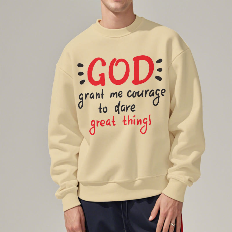 Christianartworkshop Moderner Stil „Gott gib mir Mut“ Polyester-Sweatshirt mit Fleecefutter