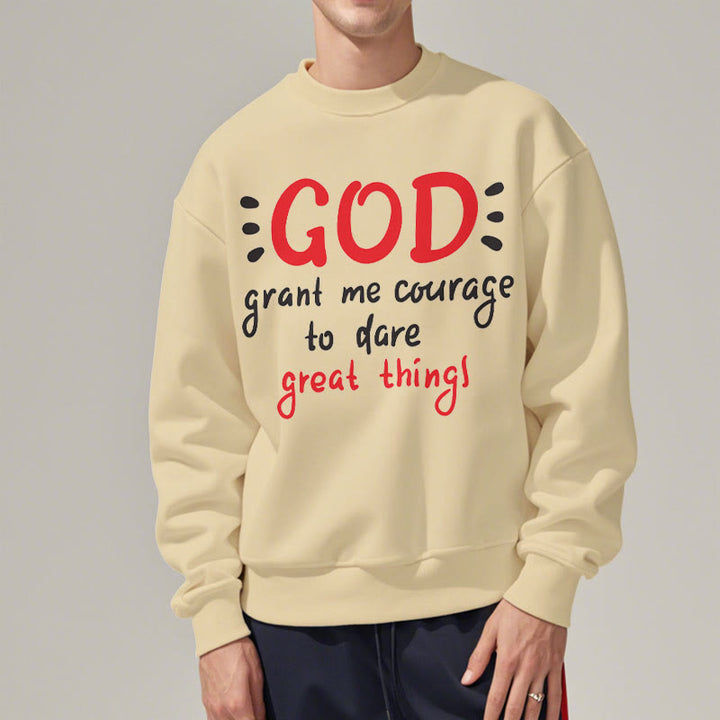 Christianartworkshop Moderner Stil „Gott gib mir Mut“ Polyester-Sweatshirt mit Fleecefutter