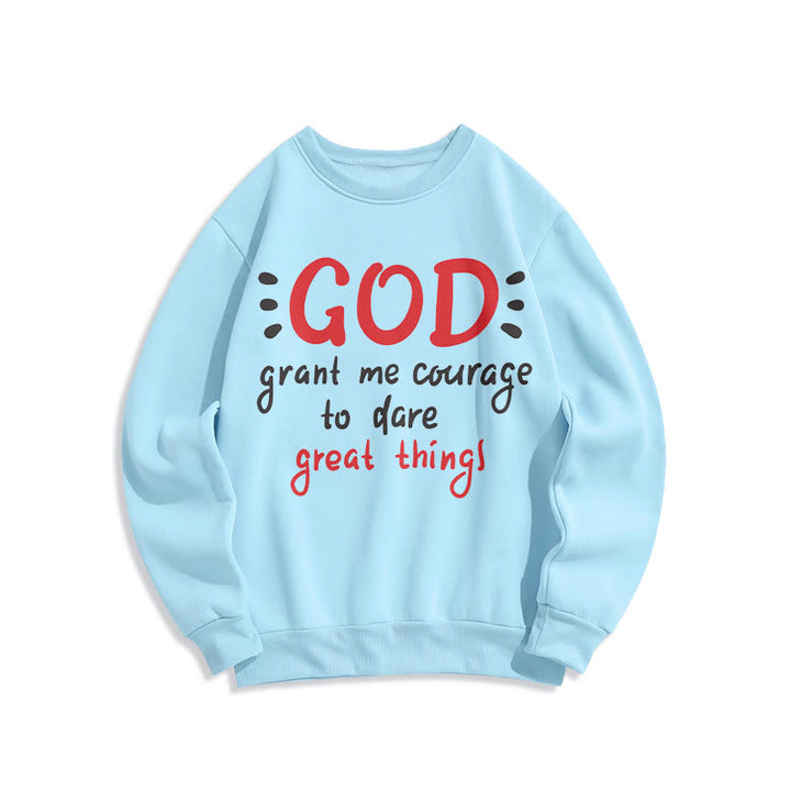 Christianartworkshop Moderner Stil „Gott gib mir Mut“ Polyester-Sweatshirt mit Fleecefutter