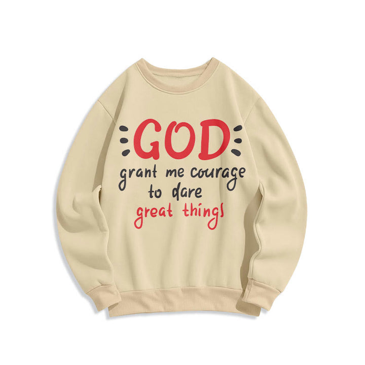 Christianartworkshop Moderner Stil „Gott gib mir Mut“ Polyester-Sweatshirt mit Fleecefutter