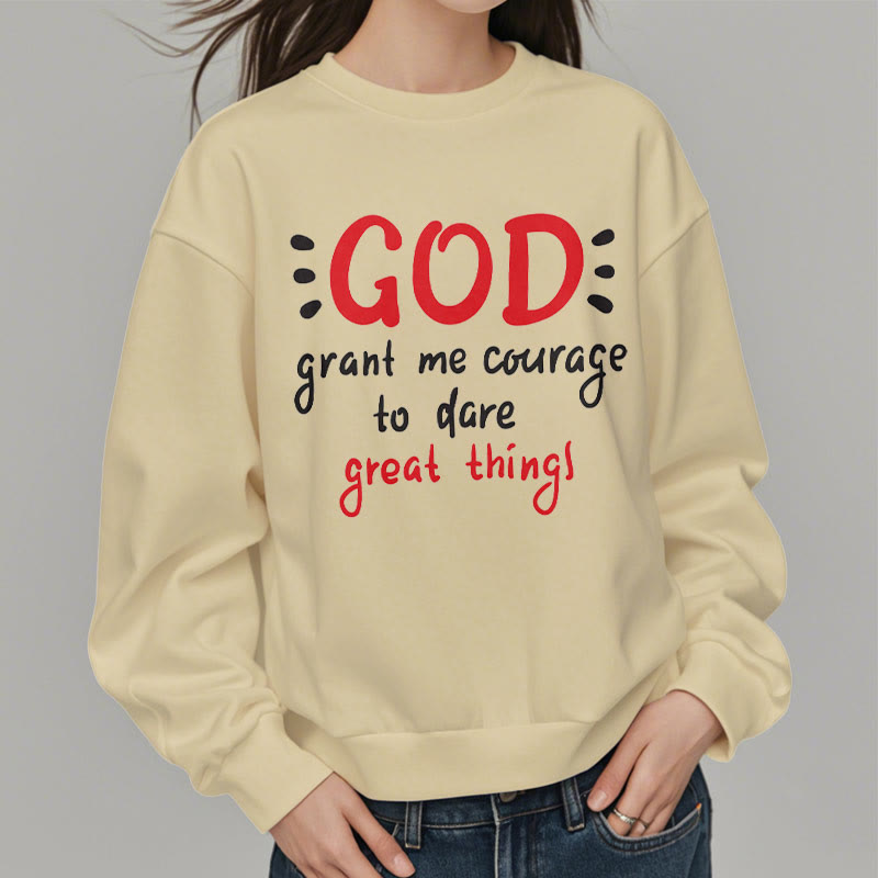 Christianartworkshop Moderner Stil „Gott gib mir Mut“ Polyester-Sweatshirt mit Fleecefutter