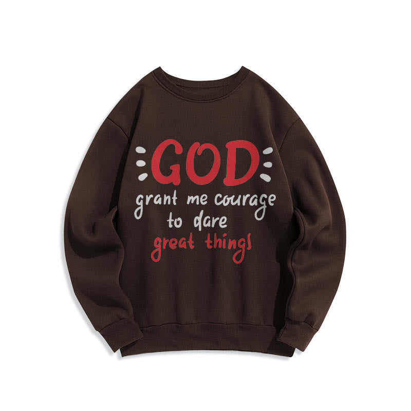 Christianartworkshop Moderner Stil „Gott gib mir Mut“ Polyester-Sweatshirt mit Fleecefutter
