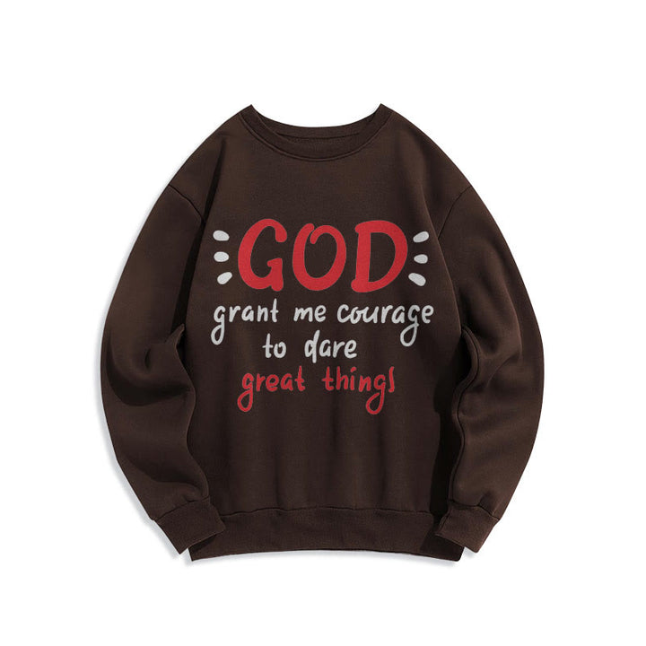Christianartworkshop Moderner Stil „Gott gib mir Mut“ Polyester-Sweatshirt mit Fleecefutter