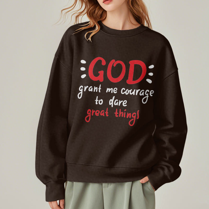 Christianartworkshop Moderner Stil „Gott gib mir Mut“ Polyester-Sweatshirt mit Fleecefutter