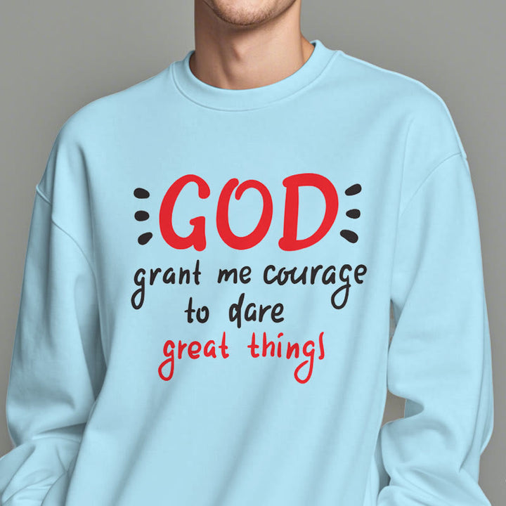 Christianartworkshop Moderner Stil „Gott gib mir Mut“ Polyester-Sweatshirt mit Fleecefutter