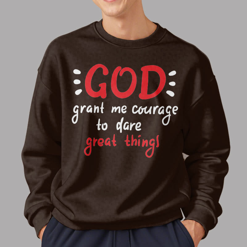 Christianartworkshop Moderner Stil „Gott gib mir Mut“ Polyester-Sweatshirt mit Fleecefutter