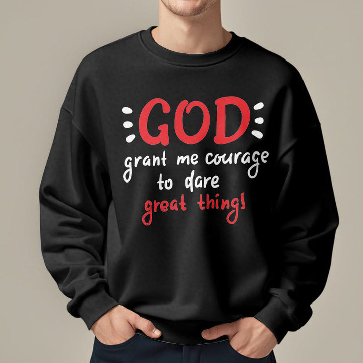 Christianartworkshop Moderner Stil „Gott gib mir Mut“ Polyester-Sweatshirt mit Fleecefutter
