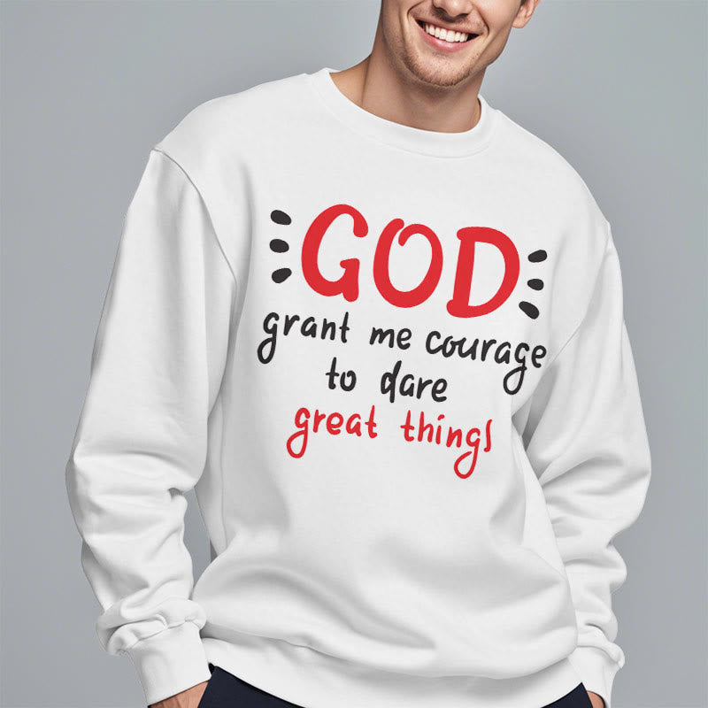Christianartworkshop Moderner Stil „Gott gib mir Mut“ Polyester-Sweatshirt mit Fleecefutter