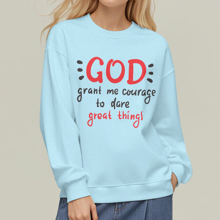 Christianartworkshop Moderner Stil „Gott gib mir Mut“ Polyester-Sweatshirt mit Fleecefutter