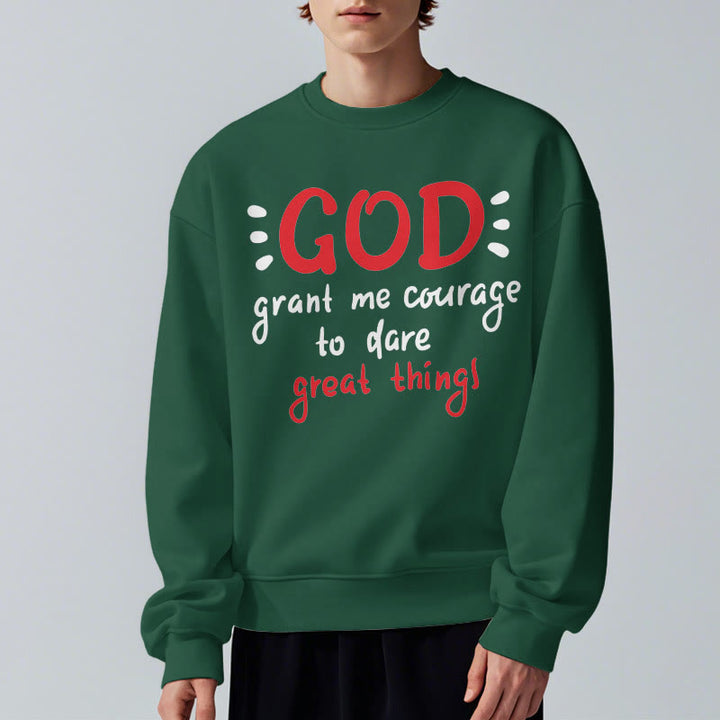 Christianartworkshop Moderner Stil „Gott gib mir Mut“ Polyester-Sweatshirt mit Fleecefutter