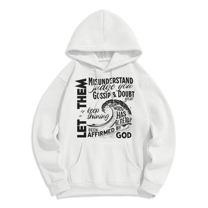 Christianartworkshop Moderner Stil Affirmed By God Fleece-gefütterter Polyester-Kapuzenpullover - Weiß - 2XL - image 10