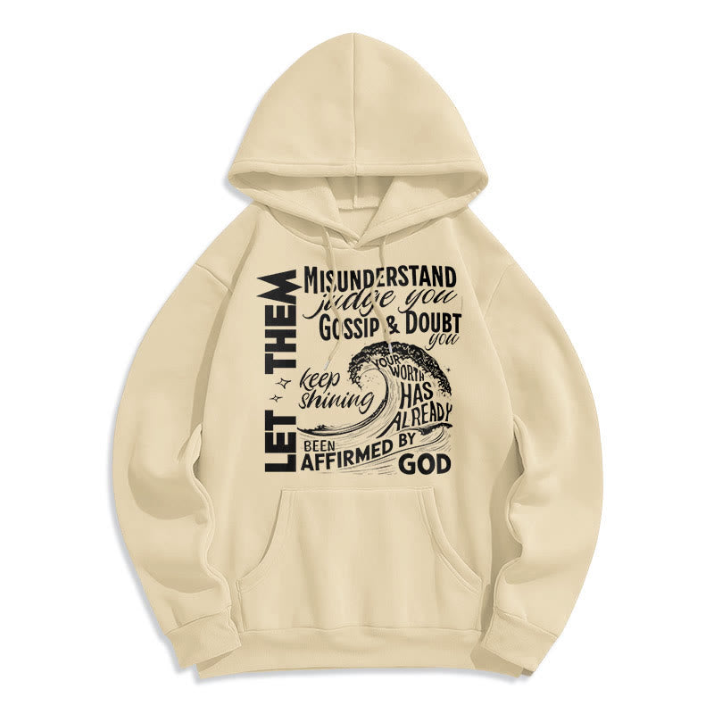 Christianartworkshop Moderner Stil Affirmed By God Fleece-gefütterter Polyester-Kapuzenpullover - Beige - 2XL - image 0
