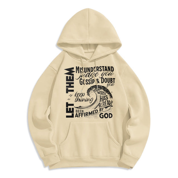 Christianartworkshop Moderner Stil Affirmed By God Fleece-gefütterter Polyester-Kapuzenpullover - Beige - 2XL - image 0