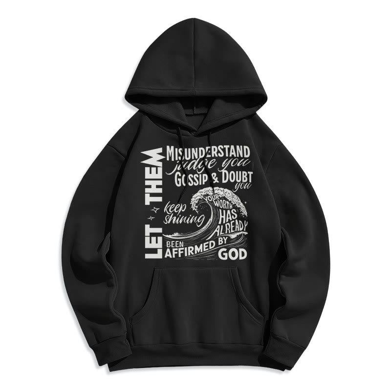 Christianartworkshop Moderner Stil Affirmed By God Fleece-gefütterter Polyester-Kapuzenpullover - Schwarz - 2XL - image 5