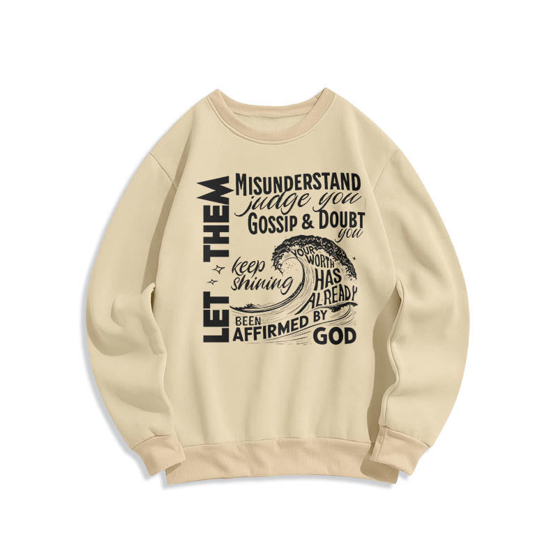 Christianartworkshop Moderner Stil Affirmed By God Fleece-gefüttertes Polyester-Sweatshirt - Beige - 2XL - image 0