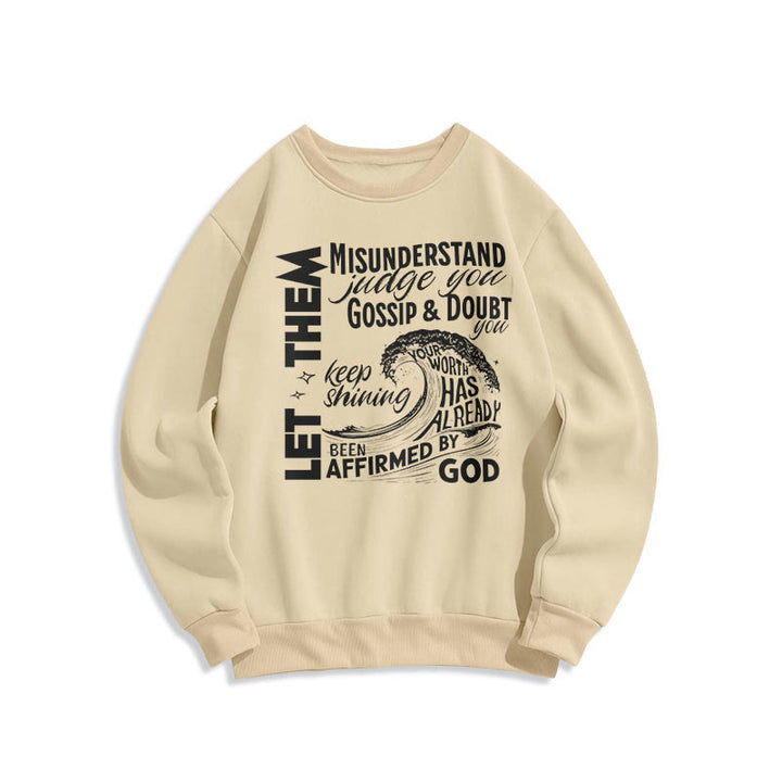 Christianartworkshop Moderner Stil Affirmed By God Fleece-gefüttertes Polyester-Sweatshirt - Beige - 2XL - image 0