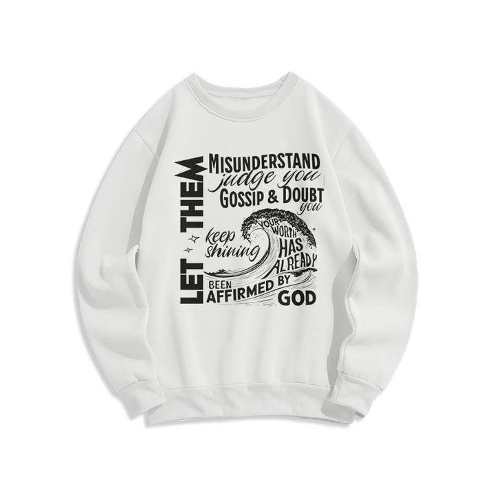 Christianartworkshop Moderner Stil Affirmed By God Fleece-gefüttertes Polyester-Sweatshirt - Weiß - 2XL - image 10