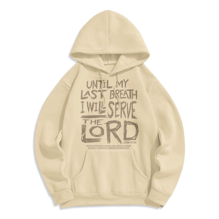 Christianartworkshop Kapuzenpullover aus Polyester mit Fleecefutter im Zitat-Stil „I Will Serve The Lord“ - Beige - 2XL - image 10