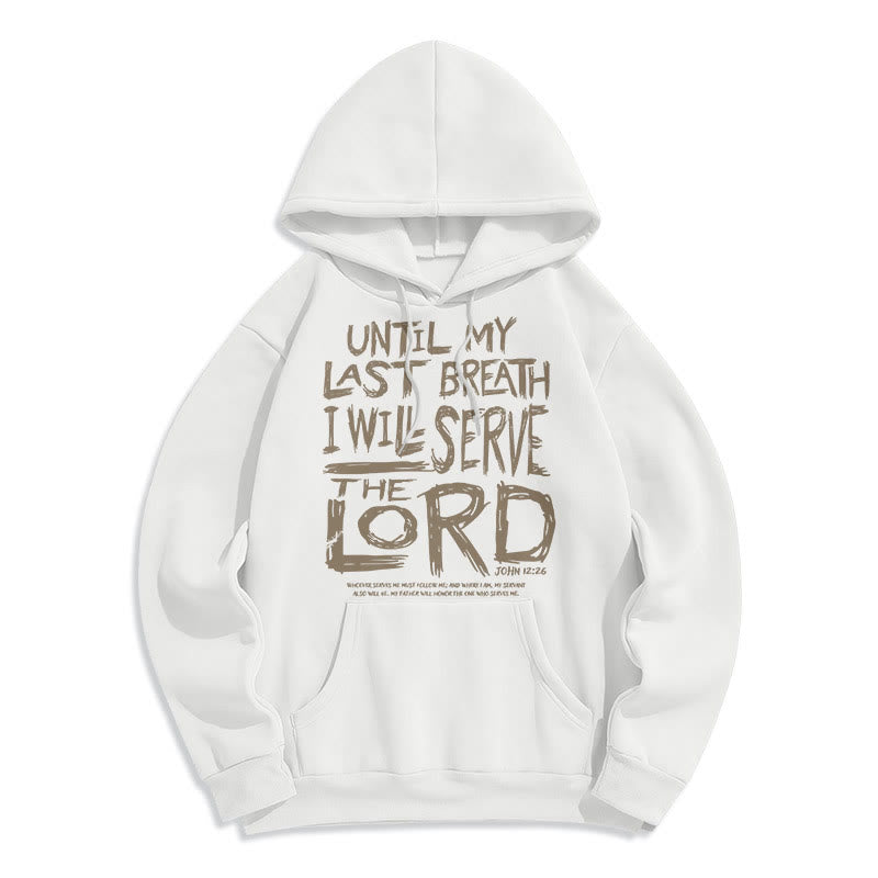 Christianartworkshop Zitat-Stil Ich werde dem Herrn dienen Fleecegefütterter Polyester-Hoodie - Weiß - 2XL - image 0