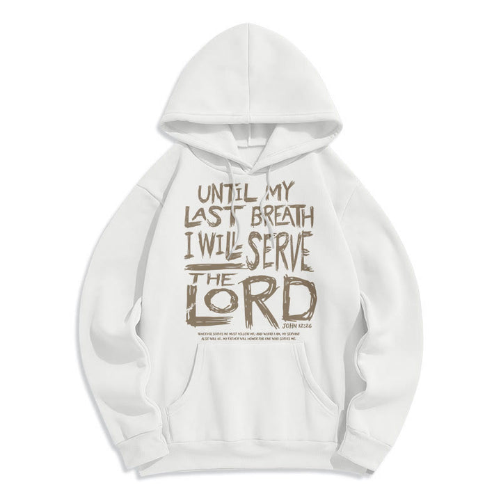 Christianartworkshop Zitat-Stil Ich werde dem Herrn dienen Fleecegefütterter Polyester-Hoodie - Weiß - 2XL - image 0