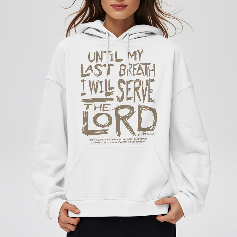 Christianartworkshop Zitat-Stil Ich werde dem Herrn dienen Fleecegefütterter Polyester-Hoodie - image 1