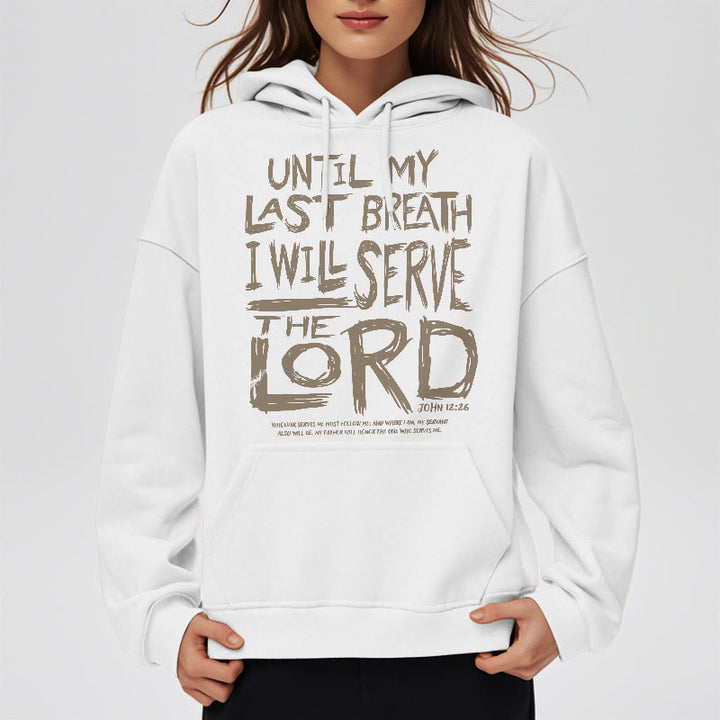 Christianartworkshop Zitat-Stil Ich werde dem Herrn dienen Fleecegefütterter Polyester-Hoodie - image 1