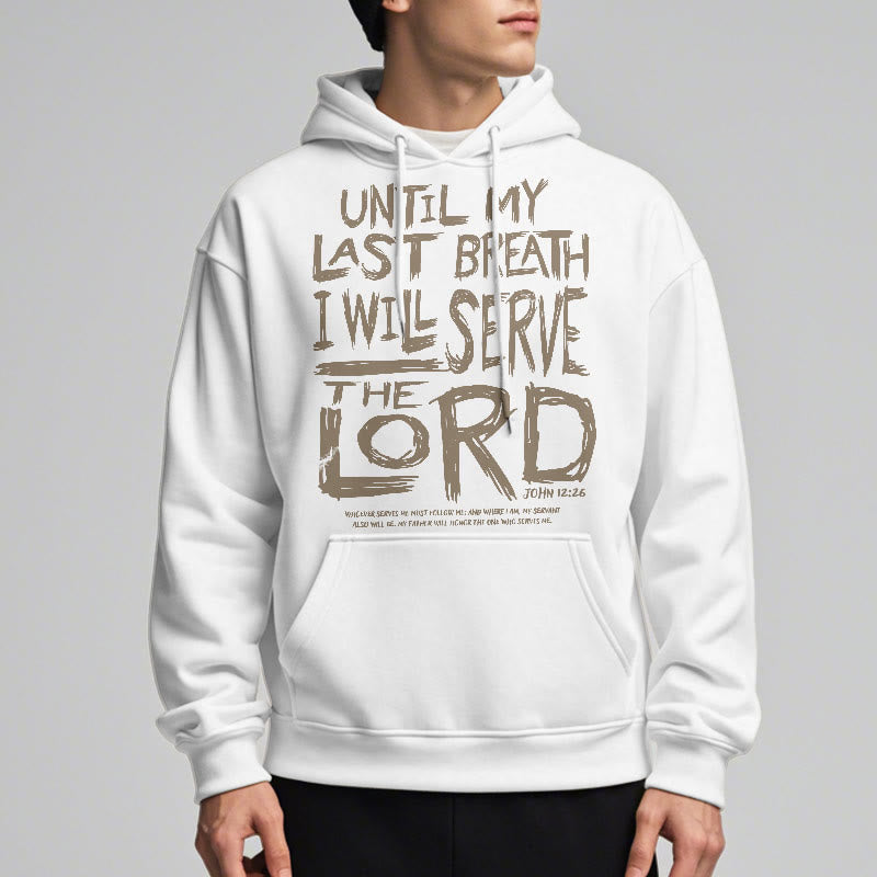 Christianartworkshop Zitat-Stil Ich werde dem Herrn dienen Fleecegefütterter Polyester-Hoodie - image 2