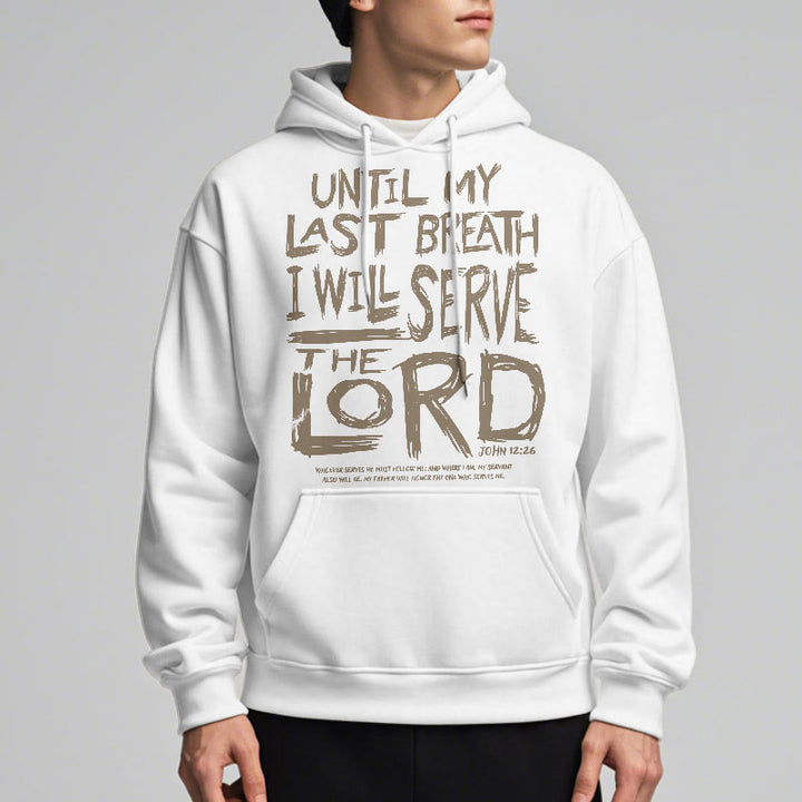 Christianartworkshop Zitat-Stil Ich werde dem Herrn dienen Fleecegefütterter Polyester-Hoodie - image 2