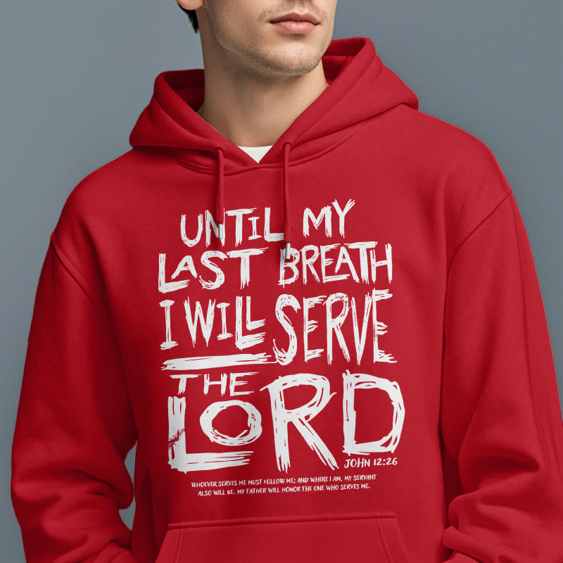 Christianartworkshop Kapuzenpullover aus Polyester mit Fleecefutter im Zitat-Stil „I Will Serve The Lord“