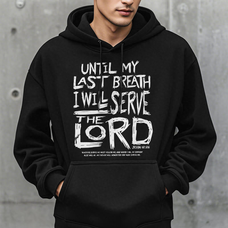 Christianartworkshop Kapuzenpullover aus Polyester mit Fleecefutter im Zitat-Stil „I Will Serve The Lord“