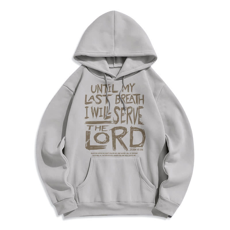 Christianartworkshop Zitat-Stil Ich werde dem Herrn dienen Fleecegefütterter Polyester-Hoodie - Grau - 2XL - image 24