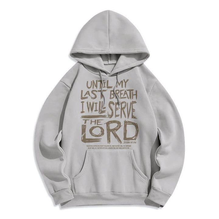 Christianartworkshop Zitat-Stil Ich werde dem Herrn dienen Fleecegefütterter Polyester-Hoodie - Grau - 2XL - image 24