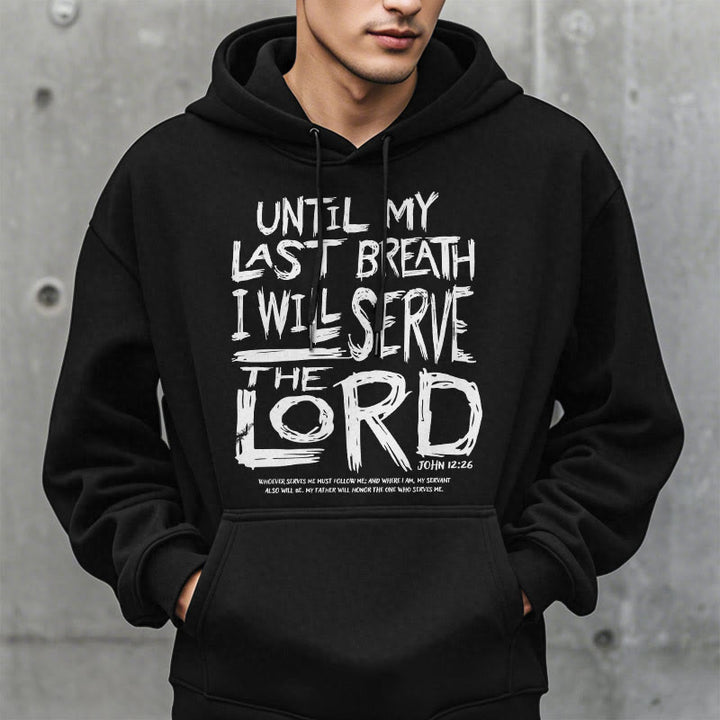 Christianartworkshop Zitat-Stil Ich werde dem Herrn dienen Fleecegefütterter Polyester-Hoodie - image 8