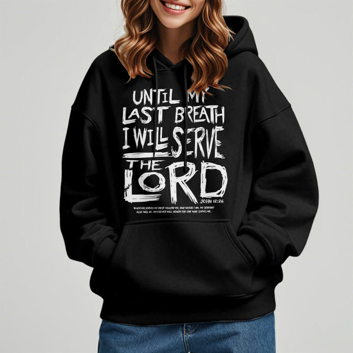 Christianartworkshop Kapuzenpullover aus Polyester mit Fleecefutter im Zitat-Stil „I Will Serve The Lord“ - image 7