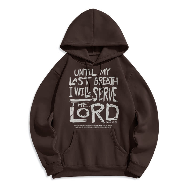 Christianartworkshop Kapuzenpullover aus Polyester mit Fleecefutter im Zitat-Stil „I Will Serve The Lord“ - Braun - 2XL - image 13
