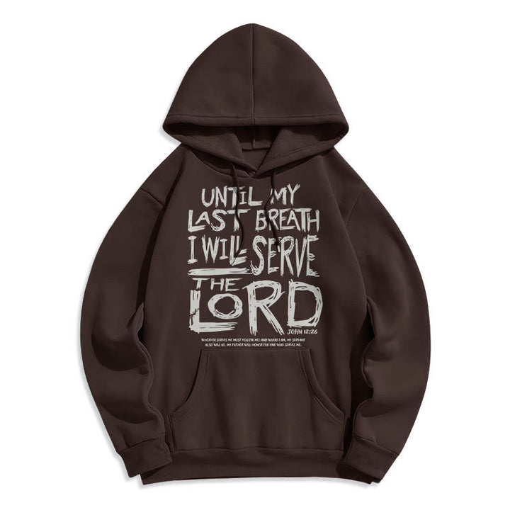 Christianartworkshop Kapuzenpullover aus Polyester mit Fleecefutter im Zitat-Stil „I Will Serve The Lord“ - Braun - 2XL - image 13