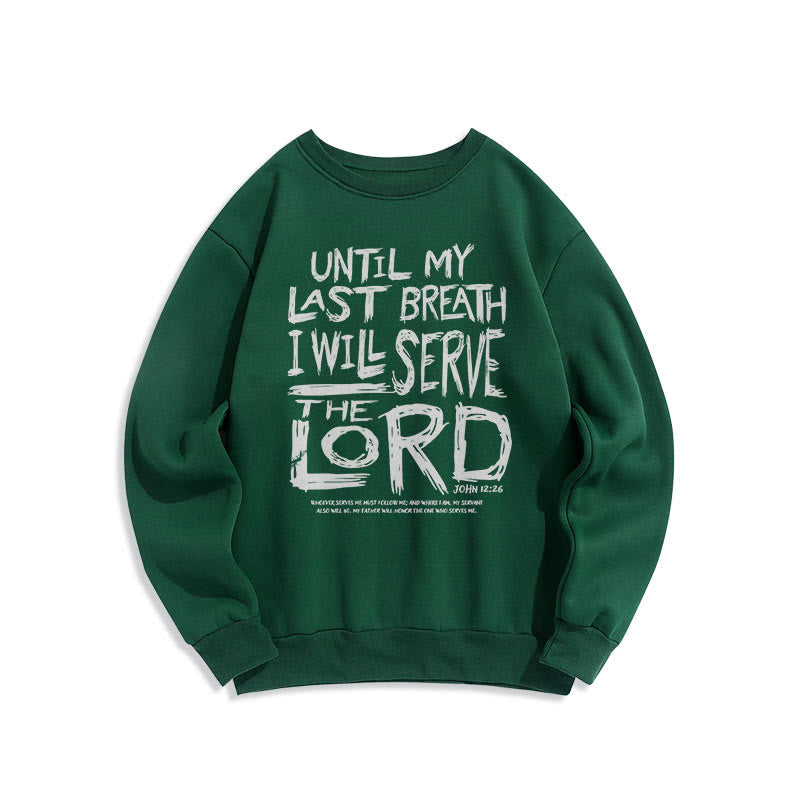 Christianartworkshop Zitat-Stil „I Will Serve The Lord“ Fleece-gefüttertes Polyester-Sweatshirt - Grün - 2XL - image 20