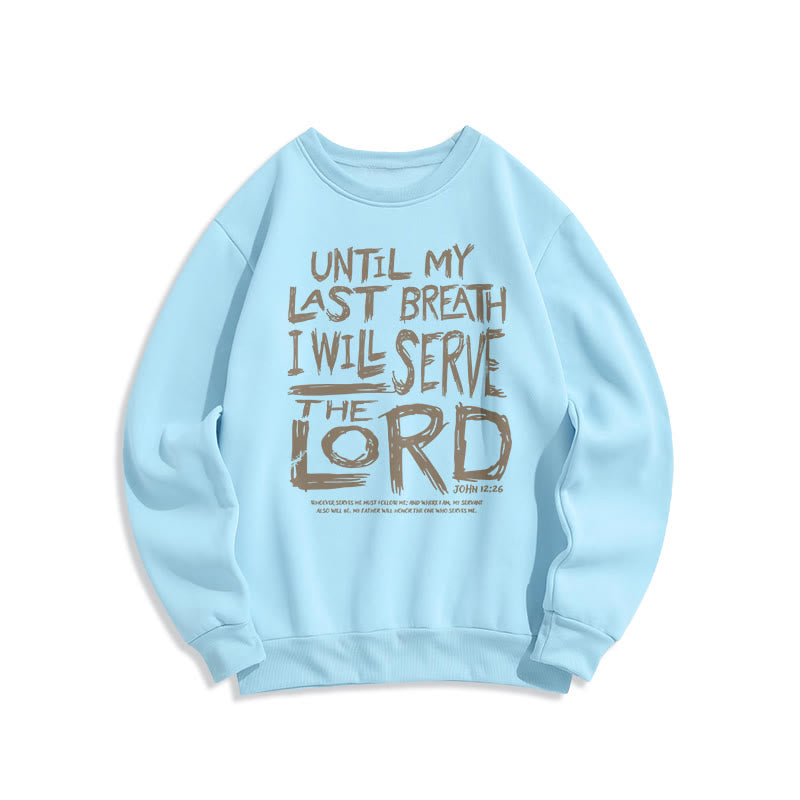 Christianartworkshop Zitat-Stil „I Will Serve The Lord“ Fleece-gefüttertes Polyester-Sweatshirt - Blau - 2XL - image 25