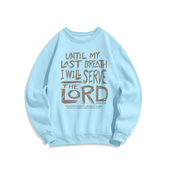 Christianartworkshop Zitat-Stil „I Will Serve The Lord“ Fleece-gefüttertes Polyester-Sweatshirt - Blau - 2XL - image 25